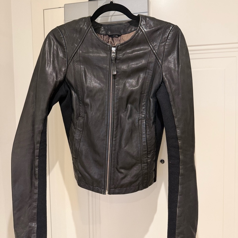 Mackage Black Leather Jacket Aritzia
